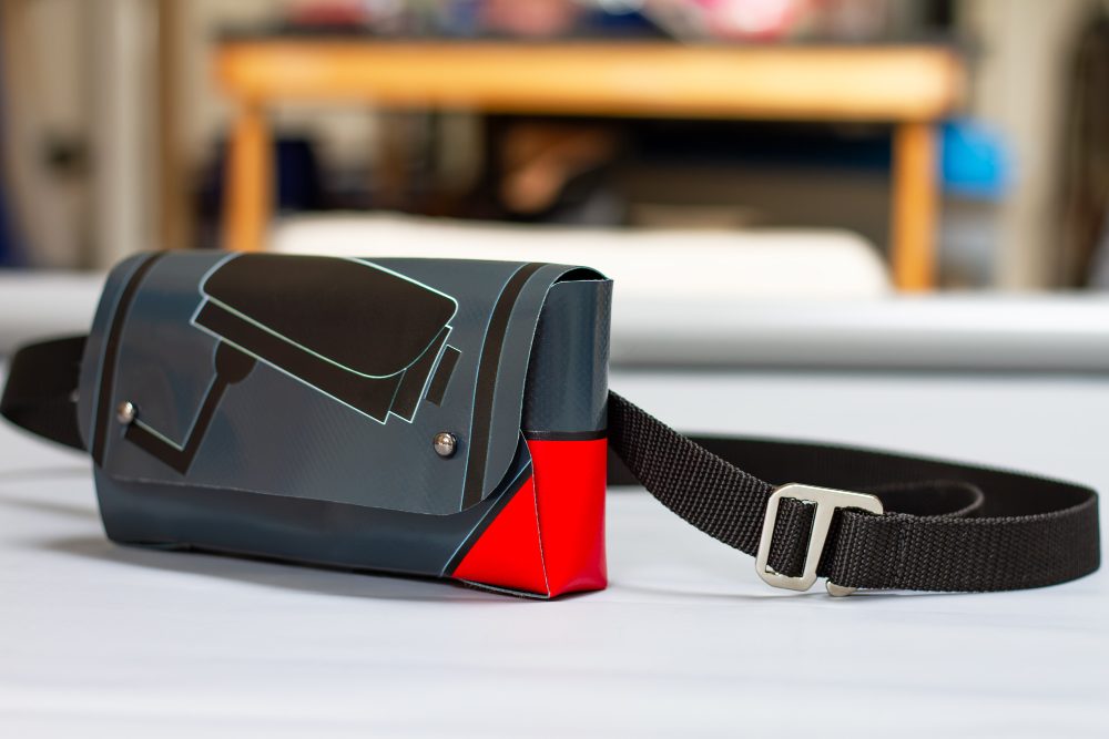 A custom branded Tasket fanny pack made for a collaboration