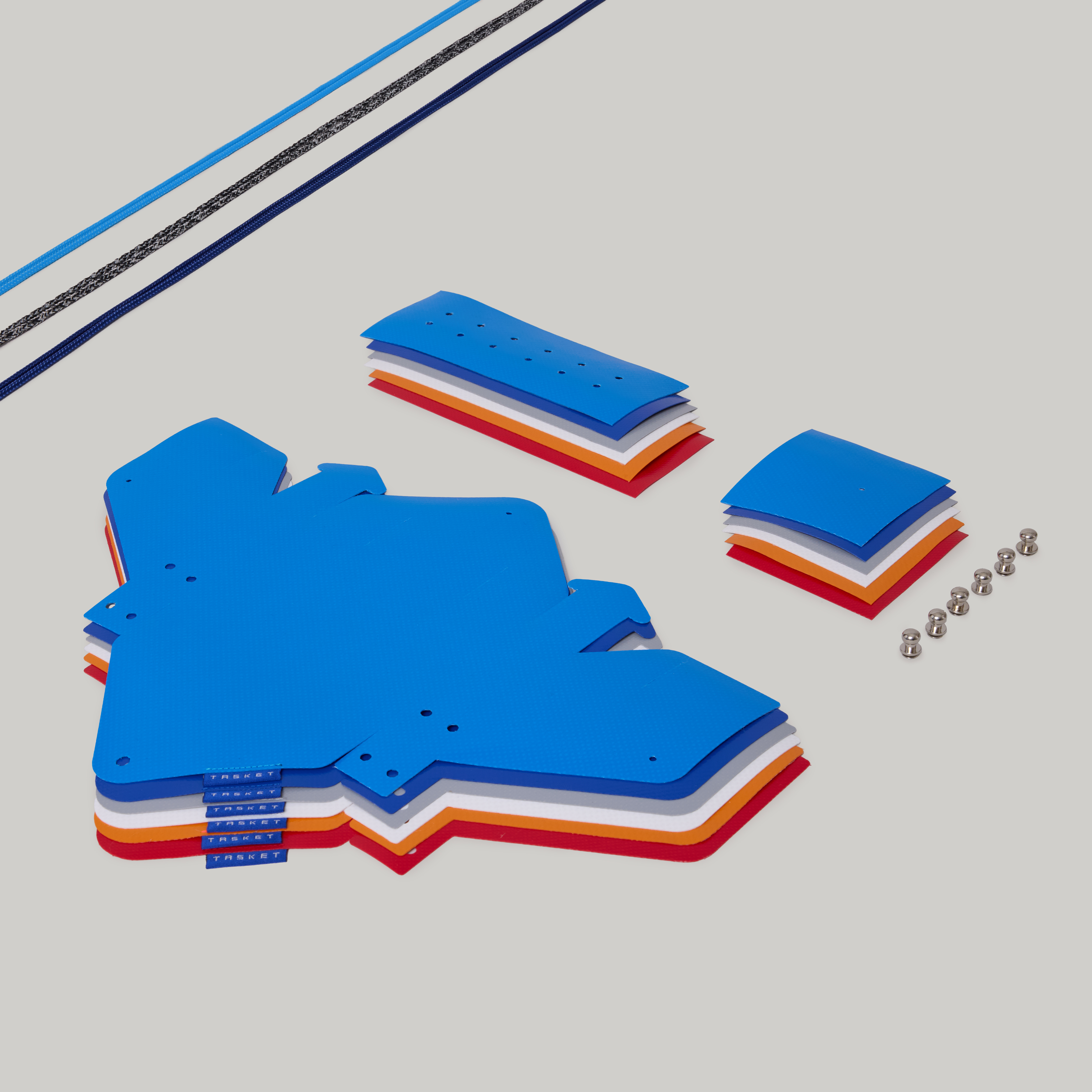 Tasket DIY kit: pre-cut tarpaulin panels, straps and fasteners